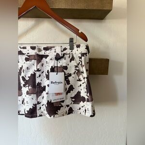 Refrain|Brown and White Utility micro Skirt,cow print/animal print•••NWT Size 28